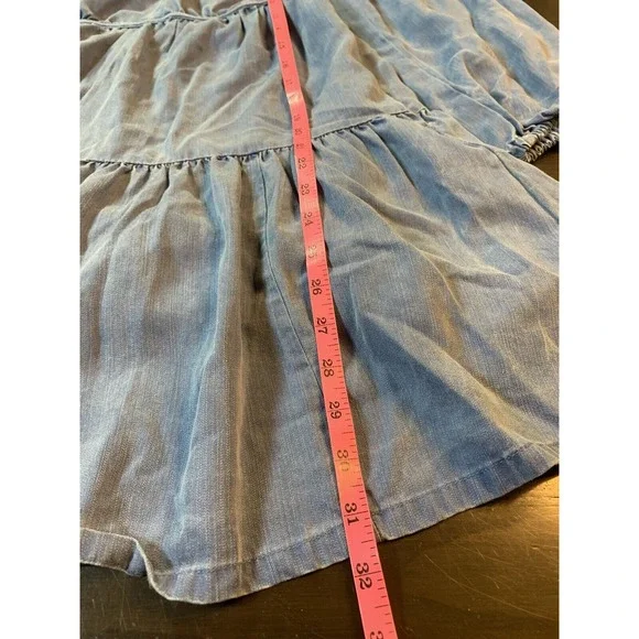 Old Navy Smocked Peasant‎ Dress Small Blue Tiered Swing Western Cottage Boho - Picture 14 of 16